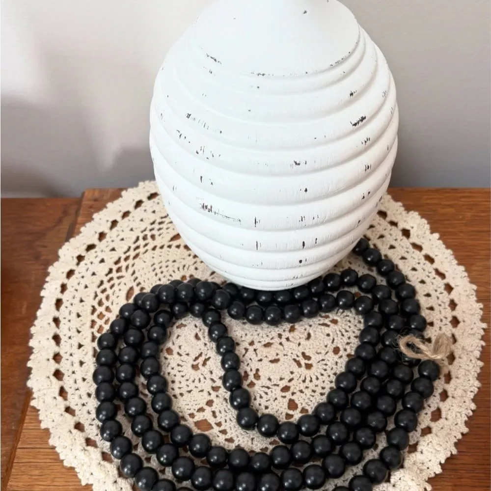 Black Farmhouse Beaded Garland for Tiered Tray Decor, Farmhouse & Country Decor